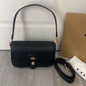 Coach HADLEY series women's black crossbody bag with double shoulder straps and